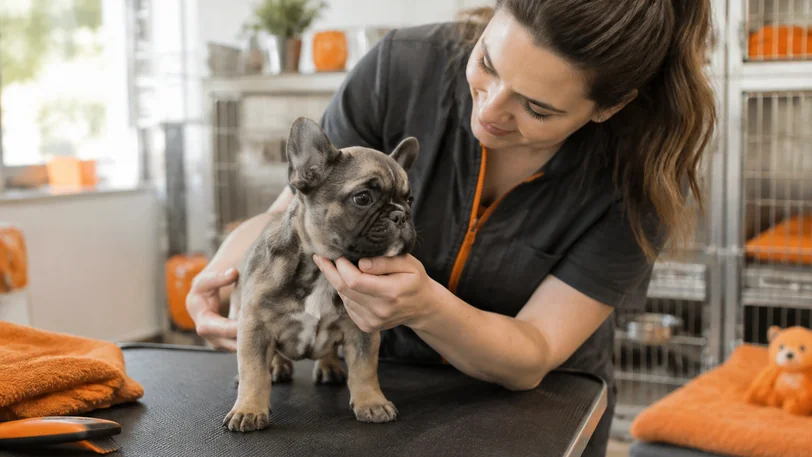信頼できるブリーダーが子犬を丁寧に世話する様子